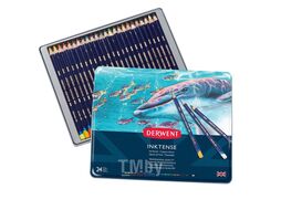 Карандаш акварельный "Inktense" набор 24 цв., металл. Derwent 700929