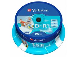 Диск CD-R (25 шт/кругл. бокс) 700 Мб AZO Printable (Область печати: 23 - 118mm) Verbatim 43439