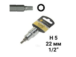 Насадка-вставка с битой Hex H5 1/2 22мм L=60мм (с держателем) ЭВРИКА ER-94801H