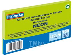 Бумага для заметок на клейкой основе 76*127 мм "Donau Neon" 100 л., зеленый неон Donau 7588011-06