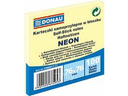 Бумага для заметок на клейкой основе 76*76 мм "Donau Neon" 100 л., желтый неон Donau 7586011-11