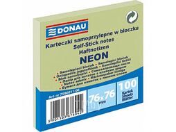 Бумага для заметок на клейкой основе 76*76 мм "Donau Neon" 100 л., зеленый неон Donau 7586011-06