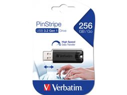 Карта памяти USB Flash 3.2 256 Gb "PinStripe Store n Go" пластик, черный Verbatim 49320