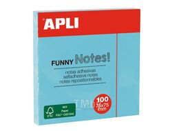 Бумага для заметок на клейкой основе 75*75 мм "Funny notes" 100 л., синий пастель APLI 19085