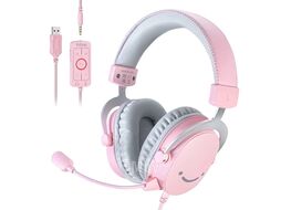 Наушники с микрофоном FIFINE H9P 7.1, съемный микрофон, Pink-Grey