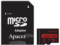 Карта памяти Apacer 64GB AP64GMCSX10U5-R (класс 10, чтение: 85 МБ/с, адаптер)