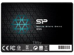 Накопитель SSD Silicon Power Slim S55 480GB (SP480GBSS3S55S25) (2.5", SATA 3.0, 3D TLC NAND, скорость чтения/записи: 500/450MB/s)