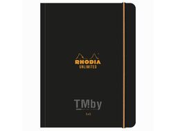 Блокнот А5+ 160*210 мм, 60 л., в клетку "Rhodia Unlimited" сшивка сбоку, обл. карт., микроперф., на резинке, черный Clairefontaine 118759C