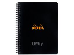 Блокнот А5+ 160*210 мм, 80 л., в клетку "Rhodia" спираль сбоку, черный Clairefontaine 193429C