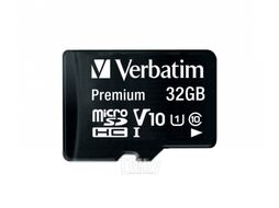 Карта памяти MicroSDHC 32Gb Class 10 U1/C10 VERBATIM Premium с адаптером 44083