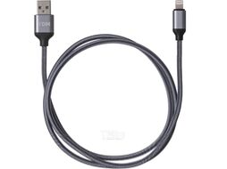 Дата-кабель, ДК 12, USB - Lightning, 1 м, тканевая оплетка, серый, TDM SQ1810-0312