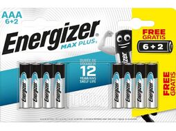 Батарейка AAA LR03 Energizer Max Plus Алкалайн блистер 8 шт. (6+2)