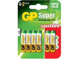 Комплект батареек GP Batteries Super LR03/24A 6BP (4+2шт)