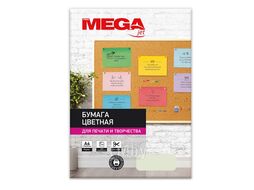 Бумага цветная A4, 80г/м, 100 л. mix пастель ProMEGA jet 866185