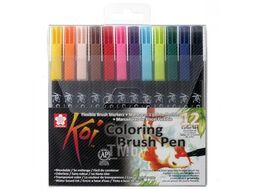 Маркер акварельный "Koi Color Brush" набор, 12 цв. Sakura Pen XBR12A