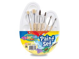 Кисть для рисования "Paint set" щетина, набор 6 шт. (круглая №10, 6, 4, 2, плоская №8, 12) CoolPack 68710PTR