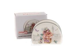 Салфетница керамическая "розовая роза" 9,8x4,4x7,3 см Home Line HC4112-pink rose