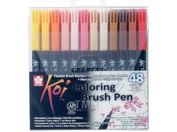 Маркер акварельный "Koi Color Brush" набор, 48 цв. Sakura Pen XBR48A