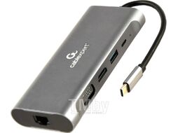 Хаб USB C док-станция Multiport Type-C to (3xUSB3+HDMI+VGA+PD+SD CR+GLAN) CablExpert Gembird A-CM-COMBO7-01