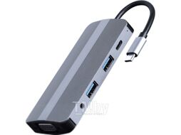 Хаб USB C док-станция USB-CM 8-в-1 (Hub3.0 + HDMI + VGA + PD + кардридер + Audio) CablExpert Gembird A-CM-COMBO8-02