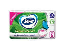 Бумага туалетная Natural Comfort, 6 рул, 3 слоя, цв. белый Zewa 10670