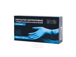 Перчатки нитриловые неопудренные одноразовые, р-р M 100 шт. голубой BVB 4г/NTL0035M