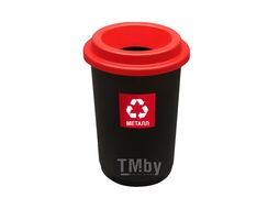 Урна для раздельного сбора мусора 50л "Eco Bin" пласт., черный/красный Plafor 650-04+крышка