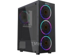 Корпус Miditower, 2*USB2+1*USB3, 4*120мм LED fan 12RR4, бок.панель -акриловое стекло. пер-я панель -закаленное стекло Ginzzu SL600