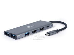 Хаб USB C док-станция Multiport Type-C to (3xUSB3+2xHDMI+PD) CablExpert Gembird A-CM-COMBO3-01