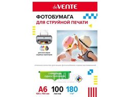 Фотобумага А6 для струйной печати глянцевая одностор.,180 г/м2 по 100л deVente 2042903