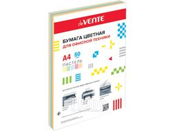 Бумага цв.офисная А4 100 л 80 г/м2 пастель микс 5 цветов deVente 2072405