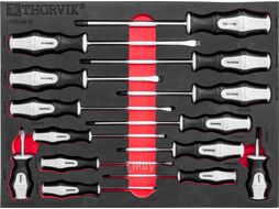 Набор отверток стержневых в EVA ложементе 280х375 мм, 14 предметов Thorvik UTS16STE