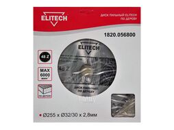 Диск пильный 255x2,8х32/30 мм Z48 по дереву ELITECH 187795