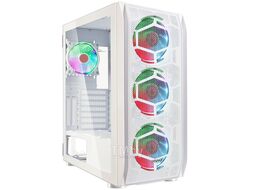 Корпус GL390 GINZZU WHITE, MidiTower, 2*USB2.0, 1*USB3.0, 4*120mm RGB, контроллер управления с пультом, блок питания снизу, поддержка СЖО, eETX/ATX, белый