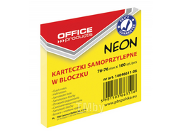 Бумага для заметок на кл. осн. 76*76 мм 100 л., желтый неон Office Products 14046611-06