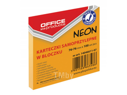 Бумага для заметок на кл. осн. 76*76 мм 100 л., оранжевый неон Office Products 14046611-07