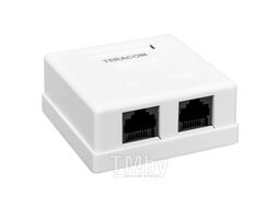 Розетка настенная TERACOM Cat.5E неэкранированная 2 порта RJ-45 Dual IDC белая EKF TRC-WBOX-2RJ45-5EUTP-WH