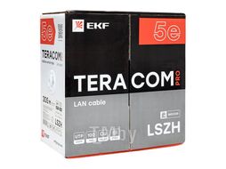 Кабель витая пара TERACOM PRO Cat.5E U/UTP 4 пары solid 24AWG оболочка LSZH нг(А)-HF цвет серый EKF TRP-5EUTP-04LSH-GY-IN3