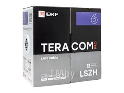 Кабель витая пара TERACOM PRO Cat.6 U/UTP 4 пары solid 23AWG оболочка LSZH нг(А)-HF цвет серый EKF TRP-6UTP-04LSH-GY-IN3