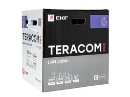 Кабель витая пара TERACOM PRO CAT.6 F/UTP 4 пары solid 23AWG оболочка PVC цвет серый EKF TRP-6FTP-04PVC-GY-IN3