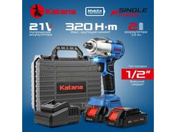 Гайковерт ударный аккумуляторный KATANA UG8401 SinglePOWER(1/2", 21В, 2*2Ач, 2ск, 320Нм, кейс)