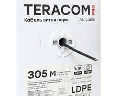 Кабель витая пара TERACOM PRO Cat.5E U/UTP 4 пары solid внешний 24AWG оболочка LDPE цвет черный EKF TRP-5EUTP-04PE-BK-OUT3