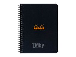 Блокнот A4+ 225*297 мм, 80 л., лин. "Rhodia" спираль сбоку, обл. карт., черный Clairefontaine 193109C