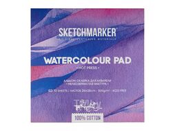 Блок бумаги для акварели "Sketchmarker" 100% хлопок, 26*26 см, 300 г/м2, 10 л., мелкозернистая