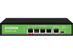 Коммутатор Digma DSP204G-1G-T80 (L2) 5x1Гбит/с 4PoE 4PoE+ 1PoE++ 80W неуправляемый