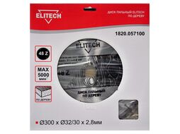 Диск пильный 300x2.8х32/30 мм Z48 по дереву (1820.057100) ELITECH 187798