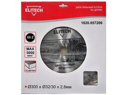 Диск пильный 300x2.8х32/30 мм Z60 по дереву (1820.057200) ELITECH 187799