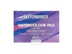 Блок бумаги для акварели "Sketchmarker" 100% хлопок, 12,5*18 см, 300 г/м2, 10 л., мелкозернистая