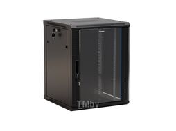 Шкаф коммутационный Hyperline (TWB-1866-GP-RAL9004) настенный 18U 600x600мм пер.дв.стекл 2 бок.пан. 60кг черный 908мм IP20 сталь