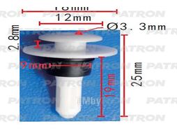 Клипса пластмассовая Audi,VW Применяемость: Пистон молдинга, обшивки двери, решетки PATRON P37-2054